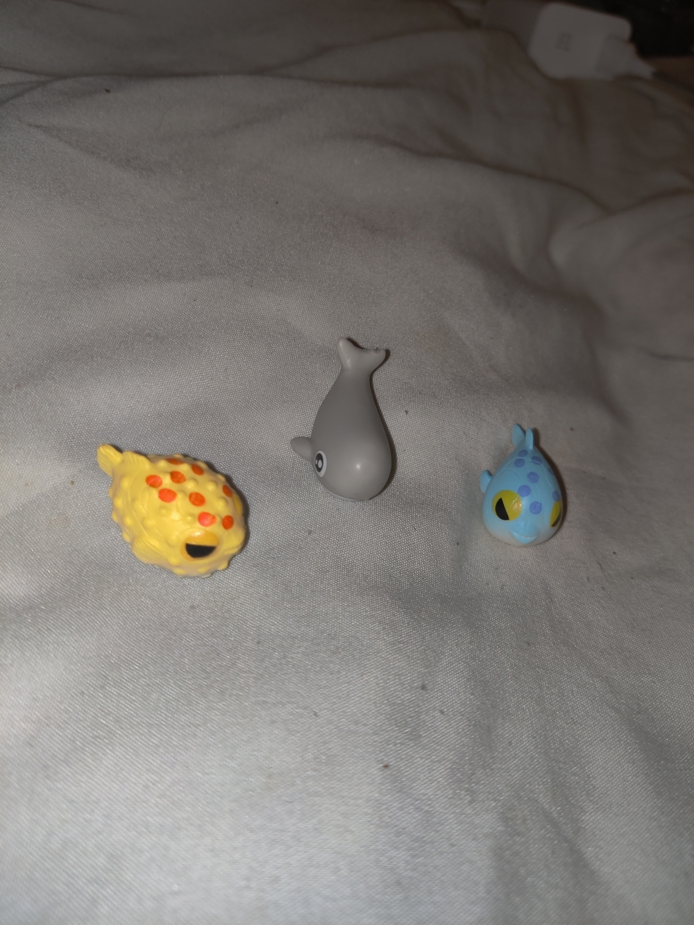 Vintage Sea Squishies Whale, Blue Blowfish, Yellow Blowfish